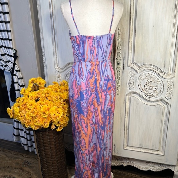 Chelsea . 28 Vibrant Swirl Maxi Spaghetti Strap Wasted 
Dress - Picture 8 of 11